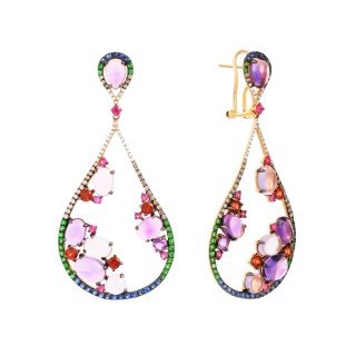 Серьги из золота с бриллиантами, рубинами и сапфирами «Розовый закат» MY JEWELS (арт.EE00300DMCS4R1_SR_DN_RU_SA_MC_PINK)