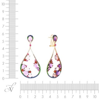 Серьги из золота с бриллиантами, рубинами и сапфирами «Розовый закат» MY JEWELS (арт.EE00300DMCS4R1_SR_DN_RU_SA_MC_PINK)