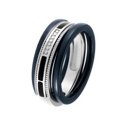 Кольцо из серебра с керамикой и эмалью (Арт.tc-r01098-vl-w-x-b-x)