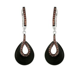 Серьги из серебра с керамикой и куб. цирконием (Арт.tm-e00144-b-wb-x-x-db)