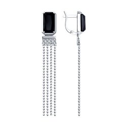 Серьги из серебра с агатами и фианитами (Арт.94-321-02084-1)