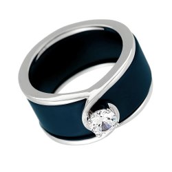 Кольцо из серебра с керамикой и куб. цирконием (Арт.tm-r01164-vl-w-w-x-x)