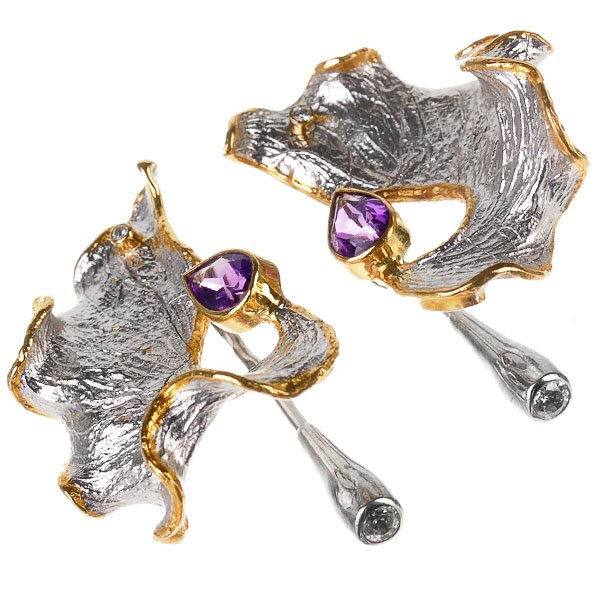Серебряные серьги BEAVERS с аметистом 2105a