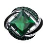 Кольцо из серебра с эмалью с зелёным ситаллом и зелеными фианитами (Арт.92011302)
