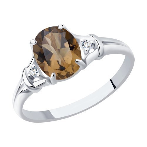 Кольцо из серебра с раухтопазом и фианитами (Арт.92011786)