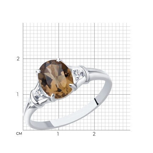 Кольцо из серебра с раухтопазом и фианитами (Арт.92011786)