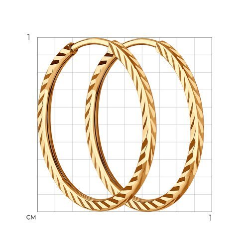 Серьги конго из золота с алмазной гранью (Арт.140066)