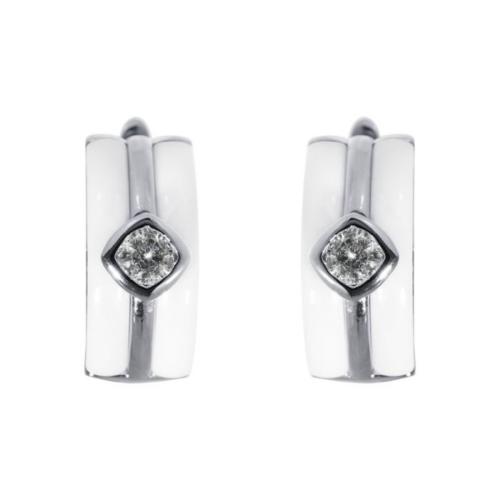 Серьги из серебра с керамикой и фианитом (Арт.tc-e00686-w-w-w-x-x)