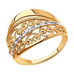 Кольцо из золочёного серебра с алмазной гранью (Арт.93-110-00638-1)