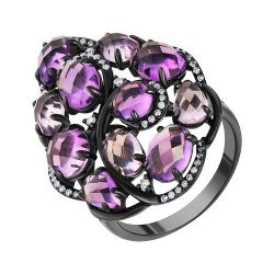 Кольцо из золота с аметистом и бриллиантом (Арт.r49071a0s14wb001_ko_am_pam_blk)