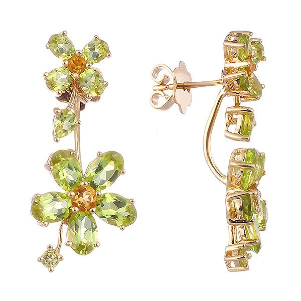 Серьги из золота с хризолитом и цитрином (Арт.re6954_ct_pd_yg)