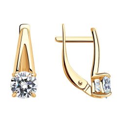 Серьги из золочёного серебра с фианитами (Арт.93020925)