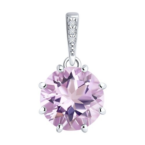 Подвеска из серебра с аметистом и фианитами (Арт.94-330-02040-2)