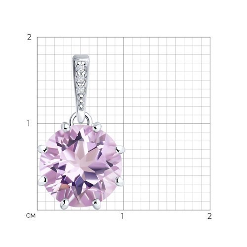 Подвеска из серебра с аметистом и фианитами (Арт.94-330-02040-2)