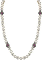 Ожерелье из серебра с жемчугом и кристаллом swarovski (Арт.102l-sr5-1-19)