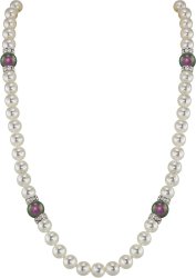 Ожерелье из серебра с жемчугом и кристаллом swarovski (Арт.102l-sr5-1-19)