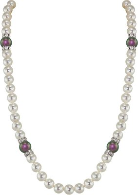 Ожерелье из серебра с жемчугом и куб. цирконием (Арт.102l-sr5-1-19)