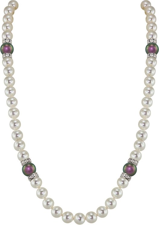 Ожерелье из серебра с жемчугом и кристаллом swarovski (Арт.102l-sr5-1-19)