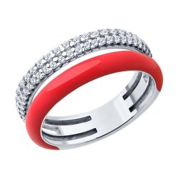 Кольцо из серебра с фианитами и эмалью (Арт.94-110-01893-2)