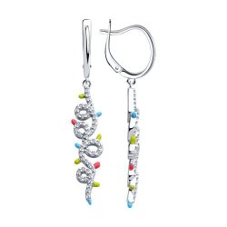 Серьги из серебра с фианитами и эмалью (Арт.94026615)