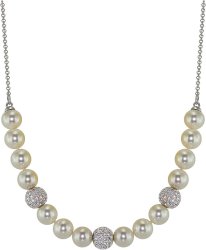 Ожерелье из серебра с жемчугом и кристаллом swarovski (Арт.213l-sk-2)