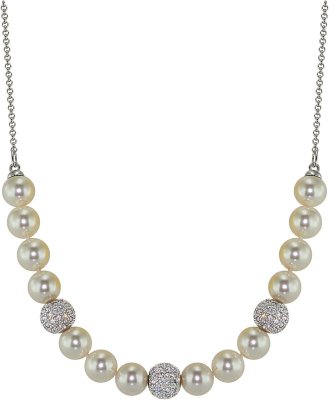 Ожерелье из серебра с жемчугом и куб. цирконием (Арт.213l-sk-2)