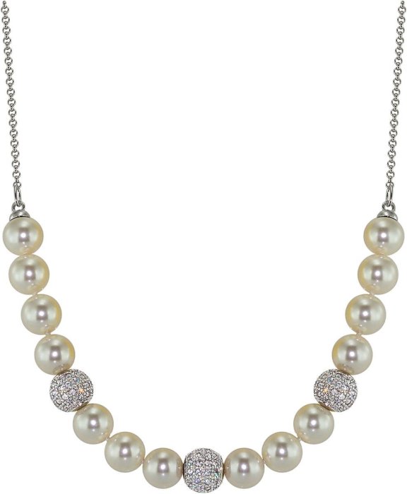 Ожерелье из серебра с жемчугом и куб. цирконием (Арт.213l-sk-2)