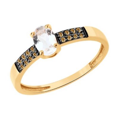 Кольцо золотое пробы 585 с горным хрусталем (Арт.51-310-02941-1)