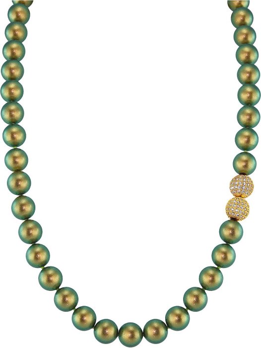 Ожерелье из серебра с жемчугом и куб. цирконием (Арт.5l-gk-26)