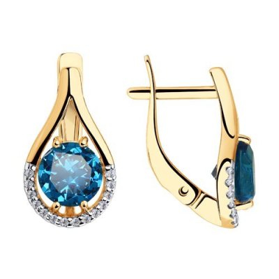 Серьги золотые пробы 585 с топазом (Арт.51-320-00220-2)