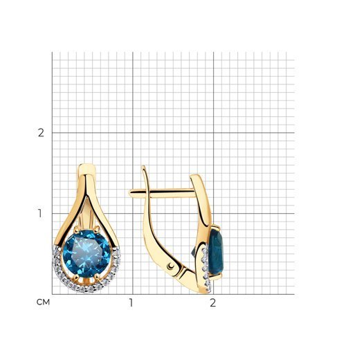 Серьги золотые пробы 585 с топазом (Арт.51-320-00220-2)