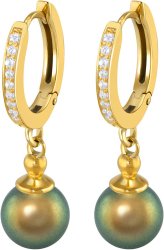 Серьги из серебра с жемчугом и кристаллом swarovski (Арт.aas-4-a-8-26-g)