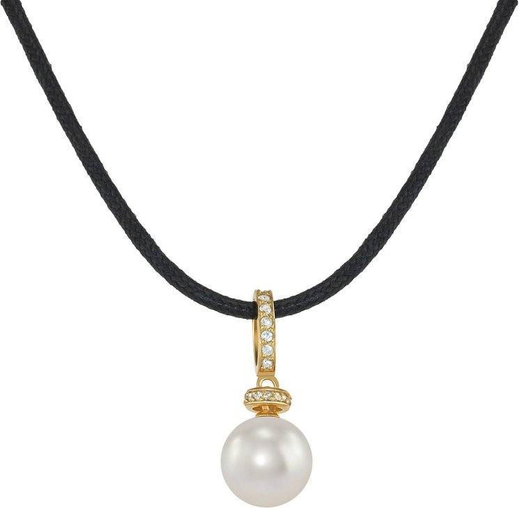 Кулон из серебра с жемчугом и кристаллом swarovski (Арт.abp-2-10-1-g)