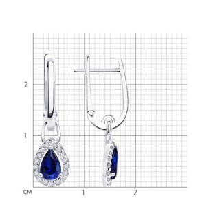 Серьги из серебра с сапфиром и фианитами «Синий Эталон» Соколов (арт.62020023)