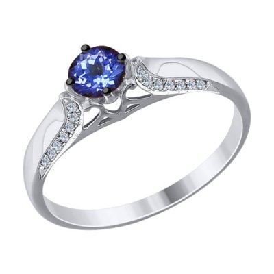 Кольцо из белого золота с бриллиантами и танзанитом «Танцевующее небо» SOKOLOV (арт.6014075)