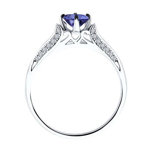 Кольцо из белого золота с бриллиантами и танзанитом «Танцевующее небо» SOKOLOV (арт.6014075)