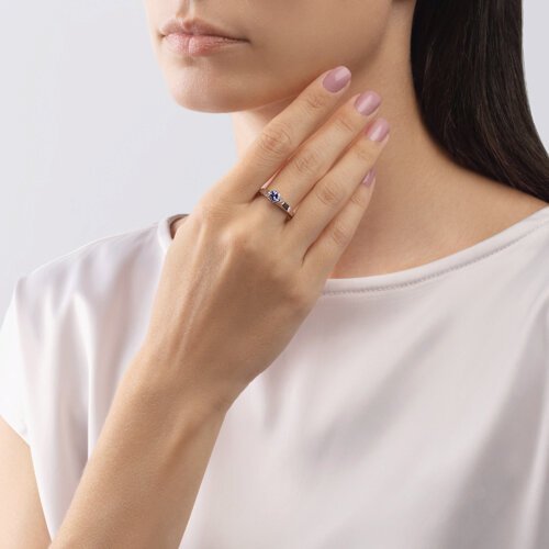 Кольцо из белого золота с бриллиантами и танзанитом «Танцевующее небо» SOKOLOV (арт.6014075)