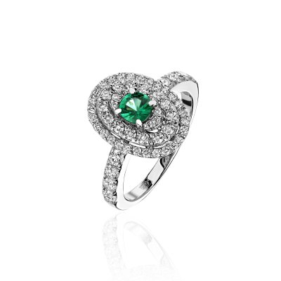 Кольцо с бриллиантами и изумрудом «Garden Aura» Estet (арт.01К6213847-2)