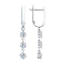 Серьги длинные из серебра с фианитами (Арт.94020515)
