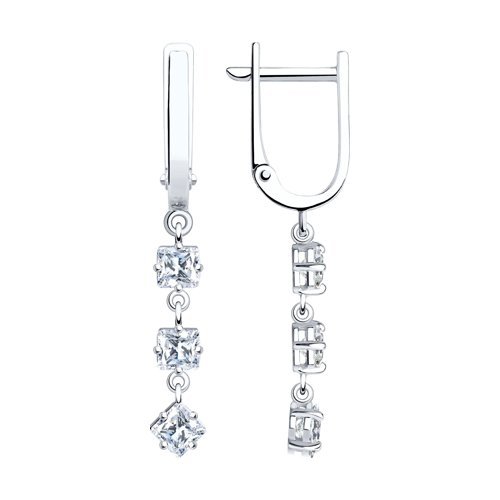 Серьги длинные из серебра с фианитами (Арт.94020515)
