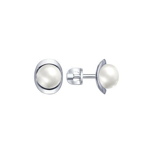 Серьги из серебра с жемчугом (Арт.94022583)