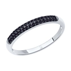Кольцо с дорожкой из чёрных бриллиантов (Арт.7010010)
