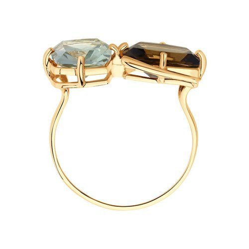 Кольцо золотое с аметистом и раухтопазом «Дуэт Туманов» Соколов (арт.716017)