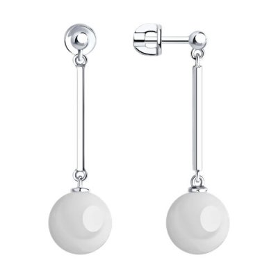 Серьги из серебра с керамическими вставками (Арт.94025644)