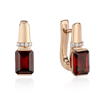 Серьги золото с гранатом и фианитом «New colour» Estet (арт.01С3115435-2)