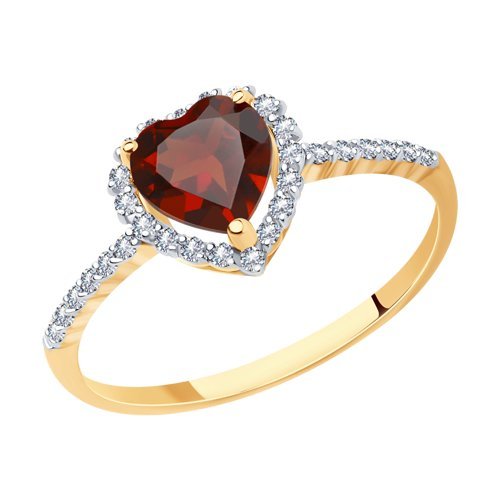 Кольцо золотое пробы 585 с гранатом (Арт.716647)