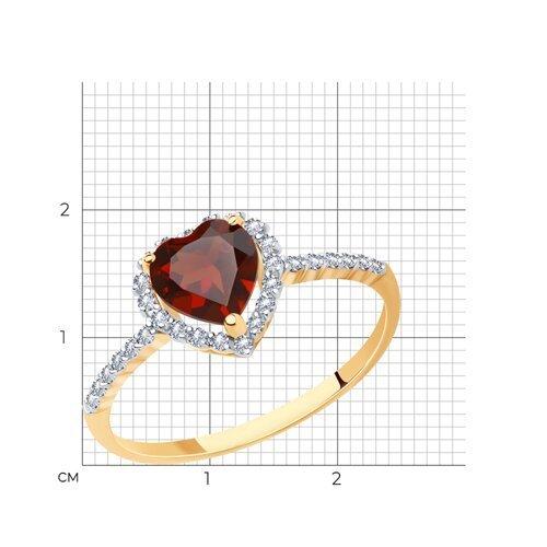 Кольцо золотое пробы 585 с гранатом (Арт.716647)