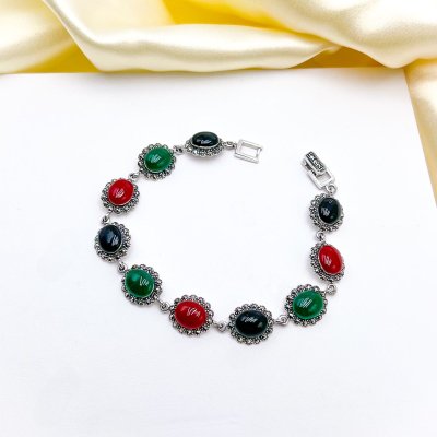 Браслет Серебряные крылья (Арт.0439104_agat_oniks_markazit)