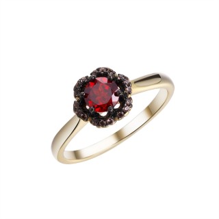Кольцо с гранатом «Spring Bloom» серебро 925 Fresh Jewelry (арт.CZ-R00919-X-LB-PG-X-BR)