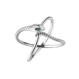 Кольцо серебряное с фианитами «Smart Snake» Fresh Jewelry (арт.CZ-R01887-X-W-NCE-X-W)